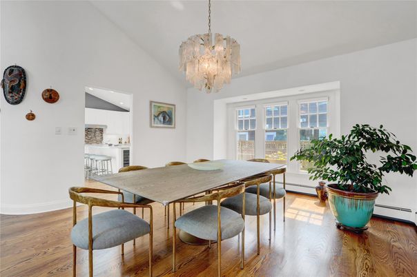 Chandelier, Dining room, Interior, Wood Texture Flooring