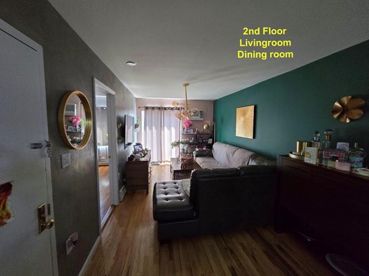 Interior, Living room, Pendant Lights, Recessed Lighting, Wood Texture Flooring