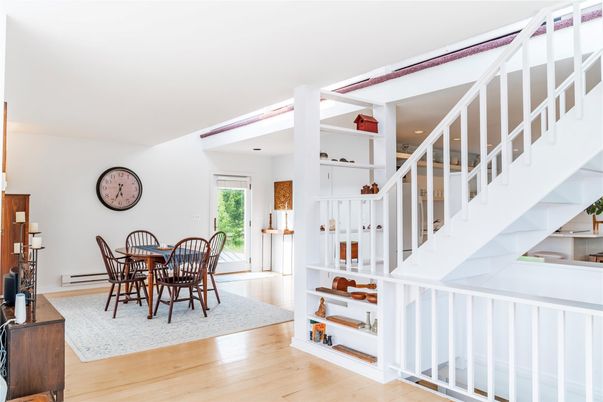 Dining room, Interior, Recessed Lighting, Wood Texture Flooring
