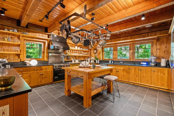 Interior, Kitchen, Stainless Steel Appliances, Wooden Beams, Wooden Ceilings, Wooden Walls