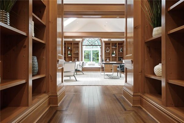 Home Office, Interior, Recessed Lighting, Wood Texture Flooring