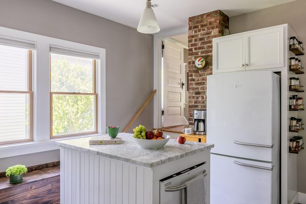 Interior, Kitchen, Stone Walls, Wood Texture Flooring