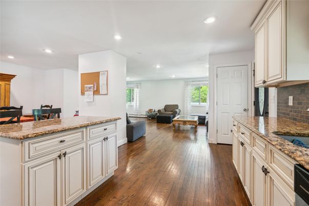 Interior, Kitchen, Living room, Recessed Lighting, Wood Texture Flooring