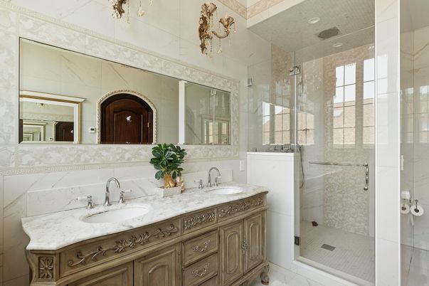Bathroom, Dual Sink Vanities, Glass Shower, Interior