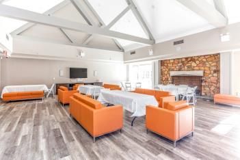 Fireplace, Interior, Living room, Stone Walls, Wood Texture Flooring