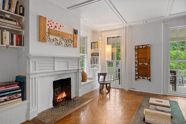 Fireplace, Interior, Wood Texture Flooring