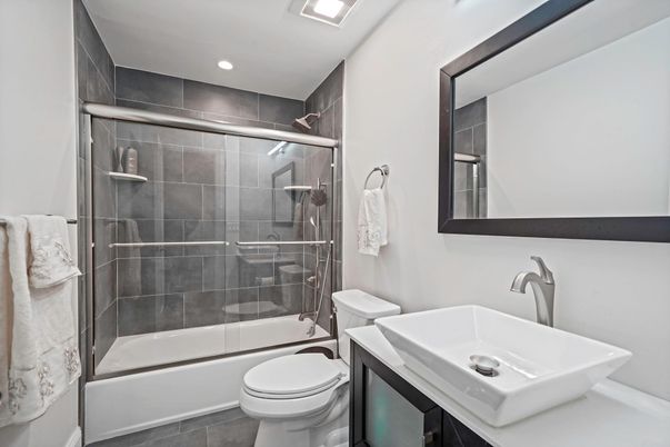 Bathroom, Glass Shower, Interior, Recessed Lighting