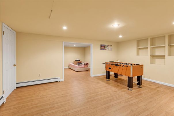 Game Room, Interior, Recessed Lighting, Wood Texture Flooring
