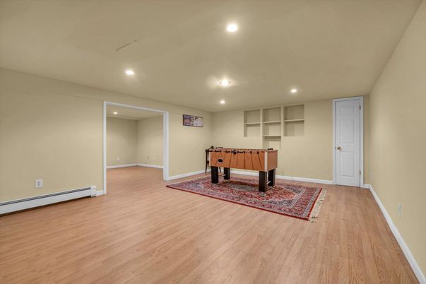 Game Room, Interior, Recessed Lighting, Wood Texture Flooring