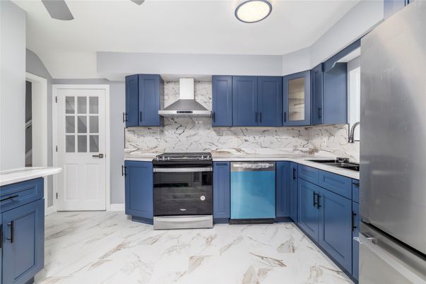 Interior, Kitchen, Marble, Marble Walls, Stainless Steel Appliances