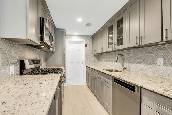 Interior, Kitchen, Recessed Lighting, Wood Texture Flooring