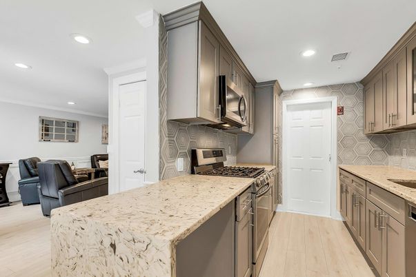 Interior, Kitchen, Recessed Lighting, Wood Texture Flooring