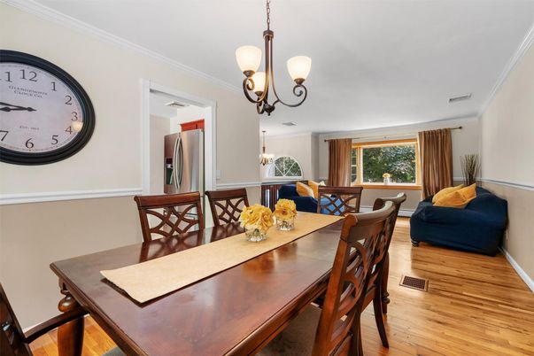 Chandelier, Dining room, Interior, Wood Texture Flooring