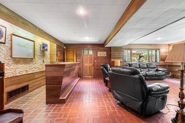 Home Theatre Room, Interior, Recessed Lighting, Wooden Walls