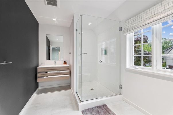 Bathroom, Glass Shower, Interior, Recessed Lighting