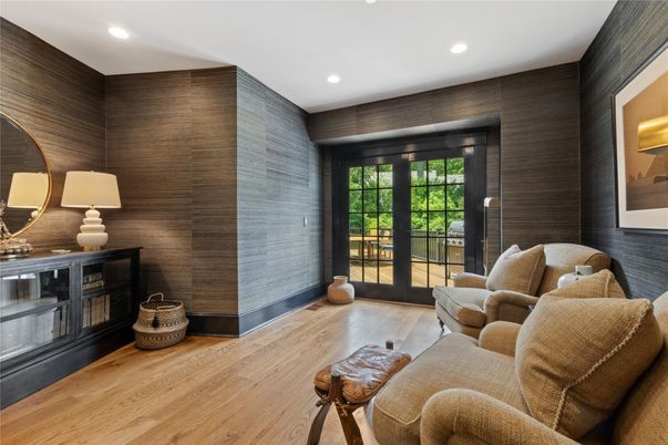 Interior, Living room, Recessed Lighting, Wood Texture Flooring, Wooden Walls