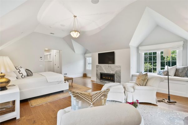 Fireplace, Interior, Living room, Pendant Lights, Wood Texture Flooring