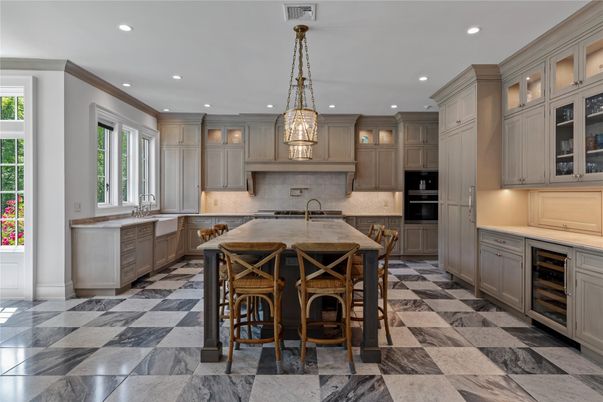 Interior, Kitchen, Marble, Pendant Lights, Recessed Lighting