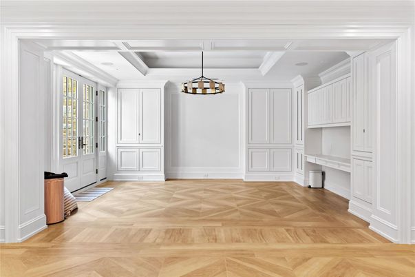 Empty room, Interior, Pendant Lights, Wood Texture Flooring