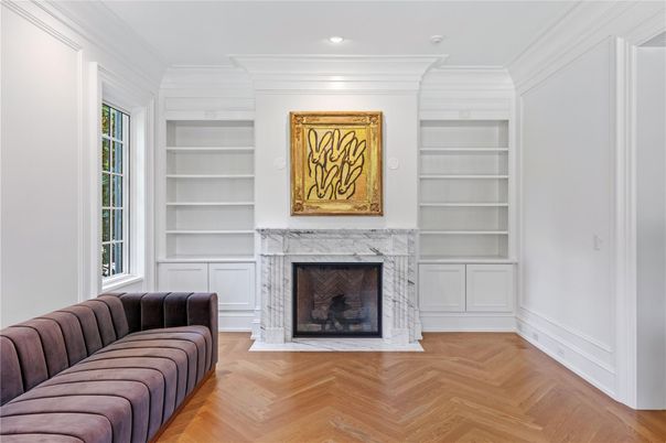Fireplace, Interior, Recessed Lighting, Wood Texture Flooring