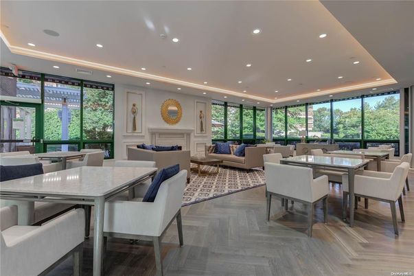 Dining room, Fireplace, Interior, Living room, Recessed Lighting, Wood Texture Flooring