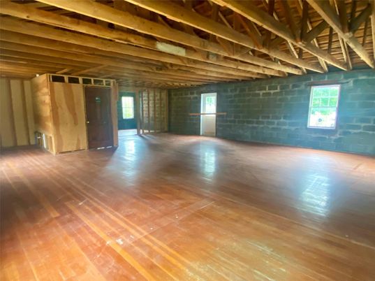 Empty room, Interior, Stone Walls, Wooden Beams, Wooden Ceilings, Wood Texture Flooring