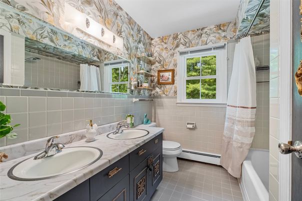 Bathroom, Dual Sink Vanities, Interior, Tile Countertops