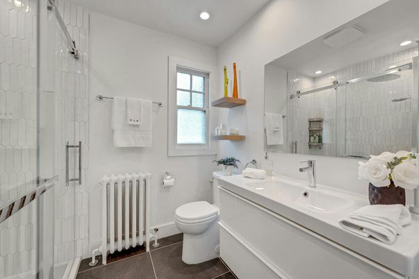 Bathroom, Glass Shower, Interior, Recessed Lighting