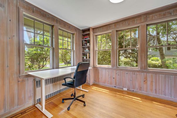 Home Office, Interior, Wood Texture Flooring, Wooden Walls