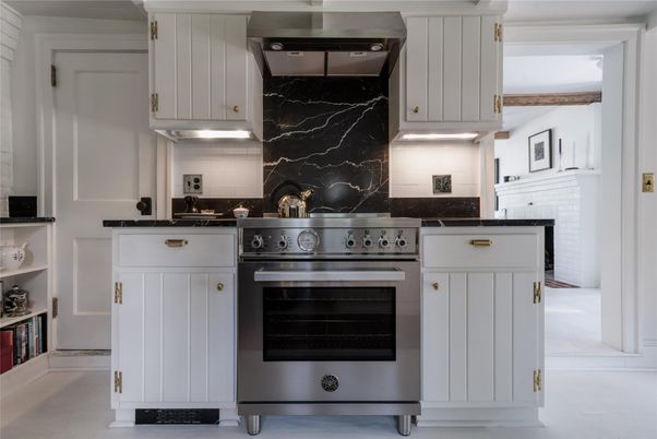 Interior, Kitchen, Marble Walls, Stainless Steel Appliances