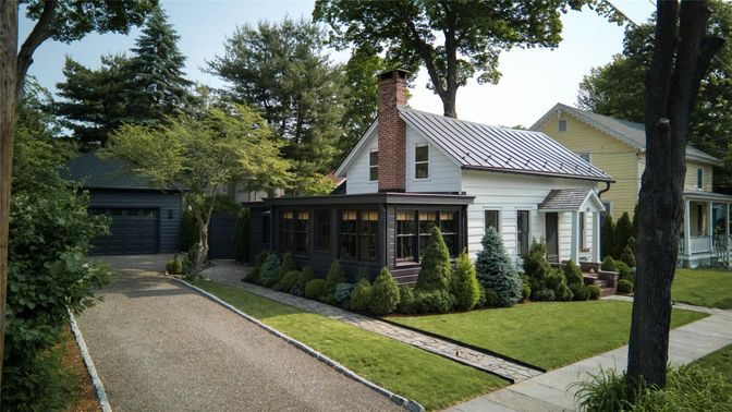 Attached, Exterior, Facade, Brick Facade, Farmhouse