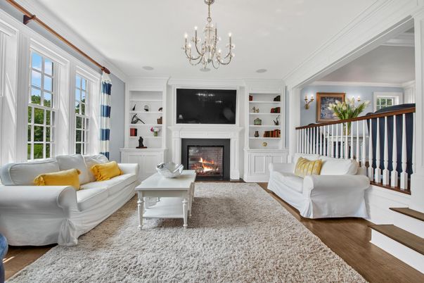 Chandelier, Fireplace, Interior, Living room, Wood Texture Flooring