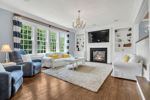 Chandelier, Fireplace, Interior, Living room, Wood Texture Flooring
