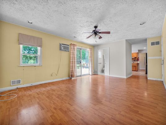 Empty room, Interior, Kitchen, Recessed Lighting, Wood Texture Flooring
