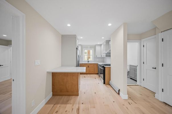 Interior, Kitchen, Recessed Lighting, Wood Texture Flooring