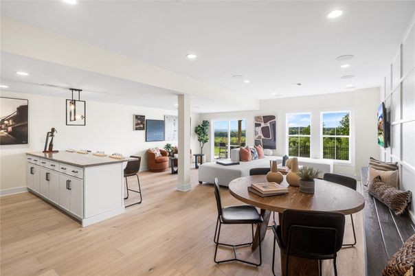 Dining room, Interior, Kitchen, Living room, Pendant Lights, Recessed Lighting, Wood Texture Flooring