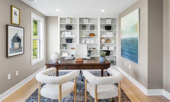 Home Office, Interior, Recessed Lighting, Wood Texture Flooring