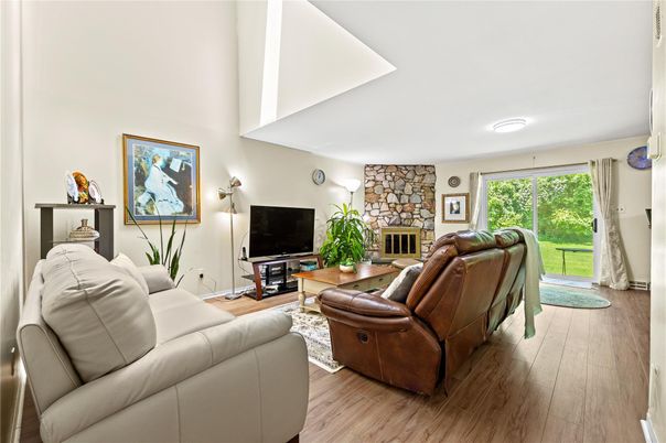 Fireplace, Interior, Living room, Stone Walls, Wood Texture Flooring