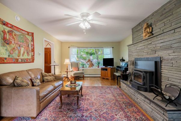 Fireplace, Interior, Living room, Stone Walls, Wood Texture Flooring