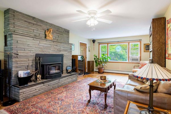 Fireplace, Interior, Living room, Stone Walls, Wood Texture Flooring