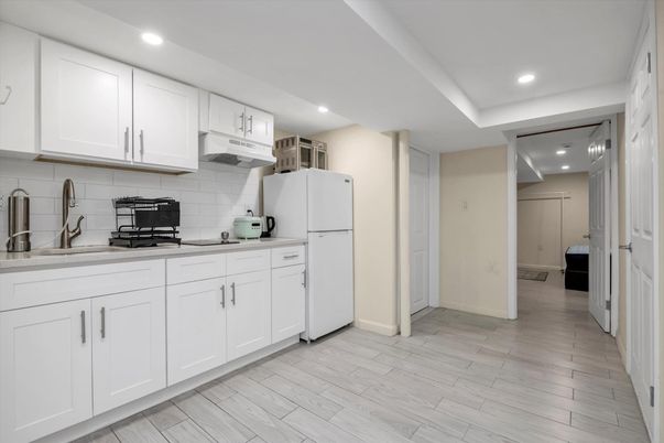 Interior, Kitchen, Recessed Lighting, Wood Texture Flooring