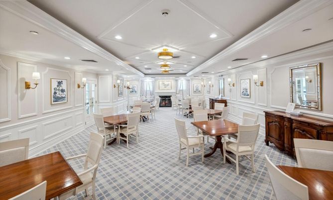 Dining room, Fireplace, Interior, Recessed Lighting