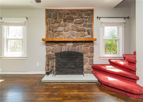 Fireplace, Interior, Stone Walls, Wood Texture Flooring