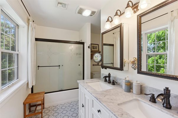 Bathroom, Dual Sink Vanities, Glass Shower, Interior