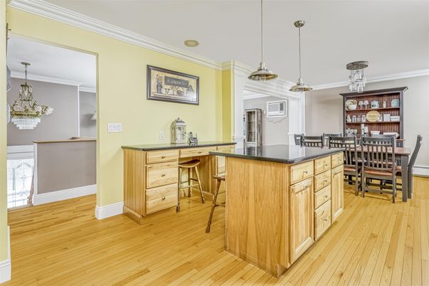 Dining room, Interior, Kitchen, Pendant Lights, Wood Texture Flooring