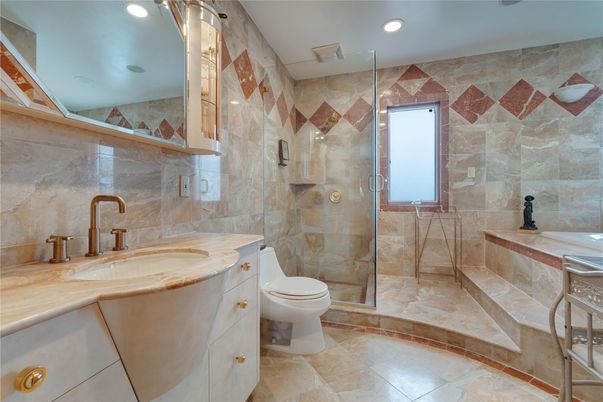 Bathroom, Glass Shower, Interior, Recessed Lighting