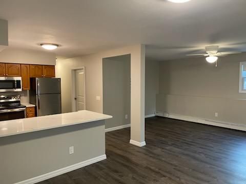 Interior, Kitchen, Stainless Steel Appliances, Wood Texture Flooring