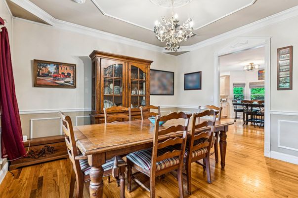 Chandelier, Dining room, Interior, Wood Texture Flooring