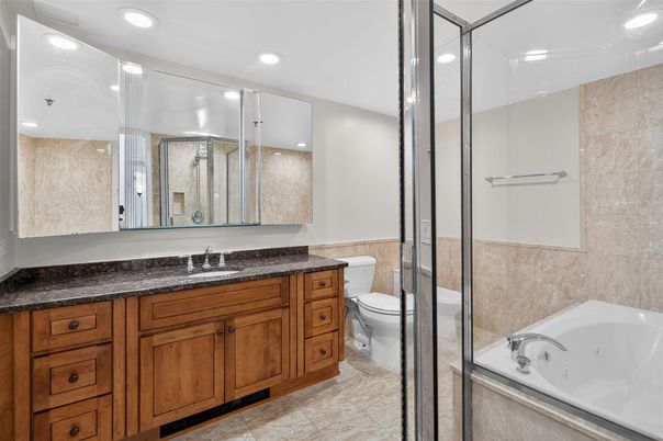 Bathroom, Glass Shower, Interior, Recessed Lighting
