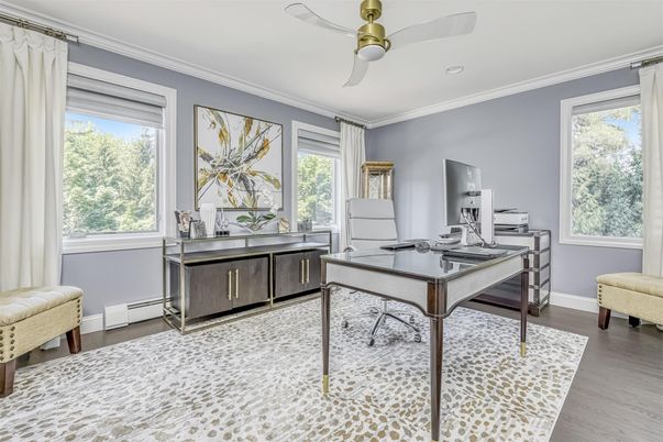 Home Office, Interior, Recessed Lighting, Wood Texture Flooring